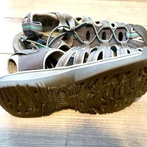 Keen Strappy Gray Sandals with Green Highlights